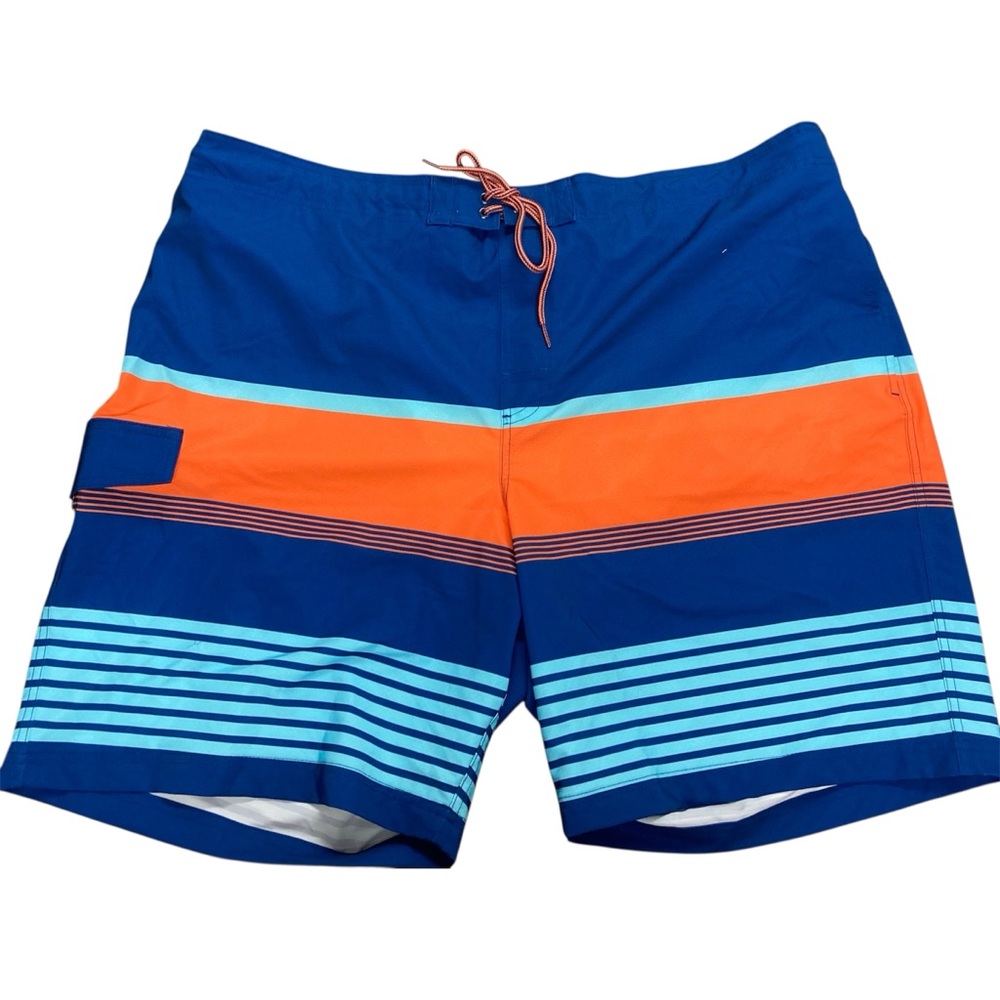 George 3XL 48-50 men’s Blue Orange Board Shorts swim trunks UPF 50+ cargo shorts